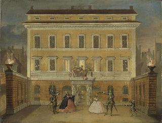 Affen, die vor dem Gouverneurshaus in Stockholm agieren - Johan Pasch der Ältere — Ansicht des Kunstwerks