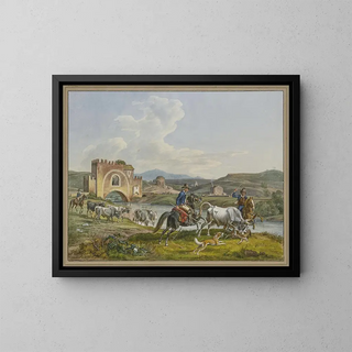 Johann Adam Klein - Rmische Campagnoli zu Pferde fangen mit Hunden einen Stier ein.webp