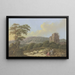 Landschaft mit einer Ruine, links ein großer Baum im Vordergrund, zwei Spaziergänger - Johann Albrecht Friedrich Rauscher — gerahmtes Bild an der Wand
