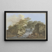 Kaskade zwischen zwei Felsen, rechts zwei Fischer - Johann Albrecht Friedrich Rauscher — gerahmtes Bild an der Wand