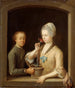 Eine Frau und ein junger Mann an einem Fenster - Johann Andreas Herrlein — Ansicht des Kunstwerks