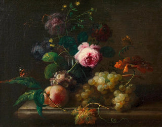 Natur stillleben mit Blumen und Früchten - Johann Baptist Drechsler — Ansicht des Kunstwerks