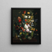 Tulpen, Narzissen, Rosen und andere Blumen in einer Vase auf einer Steinkante mit Schmetterlingen und einem Vogelnest - Johann Baptist Drechsler — gerahmtes Bild an der Wand