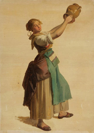 Johann Baptist Kirner - Junge Frau nach rechts einen Krug in die Hhe haltend.webp