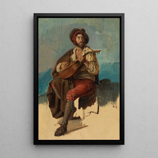 Johann Baptist Kirner - Sitzender italienischer Musikant Stuhl unvollendet.webp