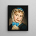 Ein Mädchen mit einem Spitzenkopfband und blauen Schleifen - Johann Baptist Reiter — gerahmtes Bild an der Wand
