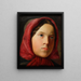 Junge Frau mit rotem Schal - Johann Baptist Reiter — gerahmtes Bild an der Wand