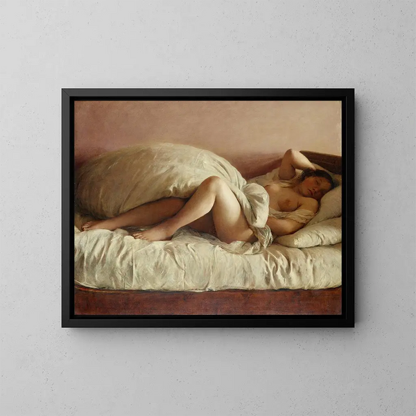 Frau schlafend - Johann Baptist Reiter — gerahmtes Bild an der Wand