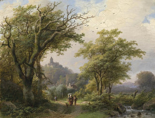 Johann Bernhard Klombeck - Spaziergänger am Bachufer — Ansicht des Kunstwerks