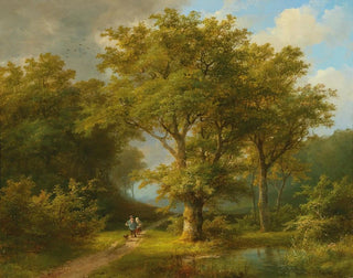 Johann Bernhard Klombeck - Wooded landscape with peasant couple returning home.webp