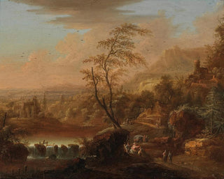 eines Berglandschafts mit Reisenden - Johann Christian Vollerdt — Ansicht des Kunstwerks