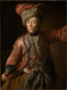 Portrait einer älteren Frau im Husarenuniform - Johann Georg Dathan — Ansicht des Kunstwerks