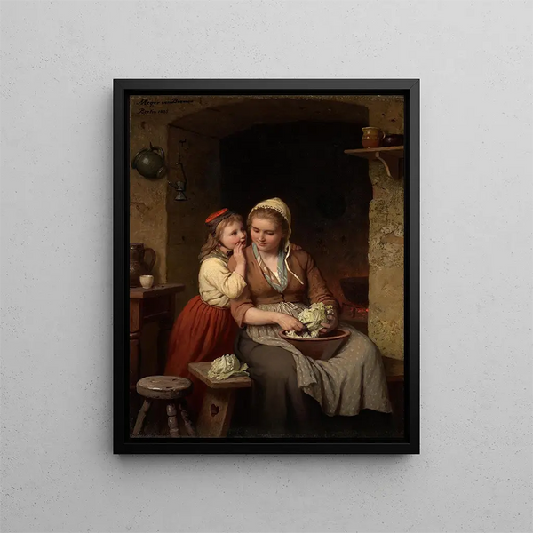 Das Geheimnis - Johann Georg Meyer von Bremen — gerahmtes Bild an der Wand