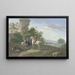 Jäger mit Pferden und Jagdhunden, die vor einer Ruine anhalten - Johann Georg Pforr — gerahmtes Bild an der Wand