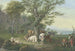 Herde unter einer Eiche, rechts Hirte und Hirtin beim Essen und Blick in die Ferne - Johann Georg Pforr — Ansicht des Kunstwerks