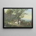 Herde unter einer Eiche, rechts Hirte und Hirtin beim Essen und Blick in die Ferne - Johann Georg Pforr — gerahmtes Bild an der Wand