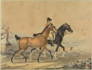 Johann Georg Pforr - Reiter mit zwei Pferden und Hund.webp