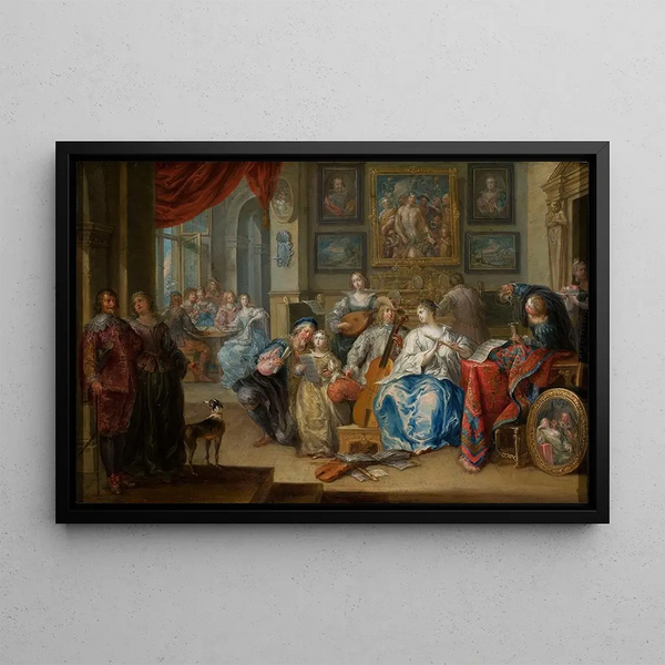 Johann Georg Platzer - Interior with a concert and card players.webp