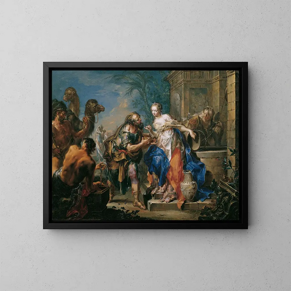 Rebekka am Brunnen - Johann Georg Platzer — gerahmtes Bild an der Wand