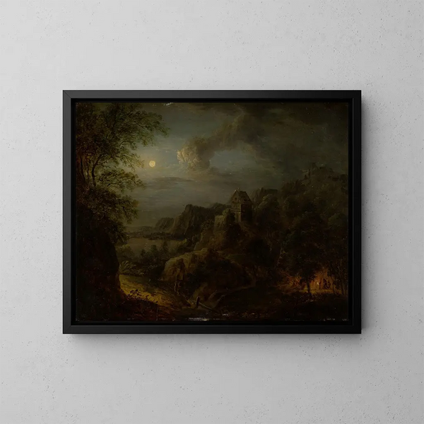 Landschaft mit Vollmond - Johann Georg Trautmann — gerahmtes Bild an der Wand