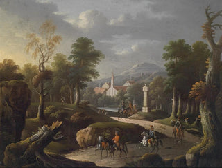 Johann Georg von Bemmel - Bergige Landschaft mit Reisenden.webp