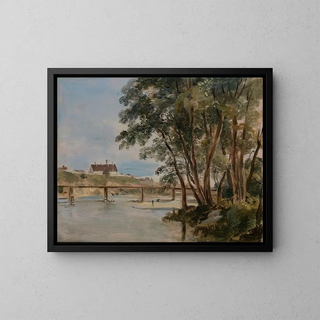 Johann Georg von Dillis - Blick von der Praterinsel ber die Isar zum Siechenhaus auf dem Gasteig.webp