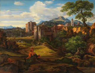 Johann Heinrich Ferdinand Olivier - Campagnalandschaft mit befestigter Stadt.webp