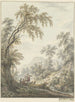 Landschaft mit einem kleinen Wasserfall und einer Burg in der Ferne - Johann Heinrich Müntz — Ansicht des Kunstwerks