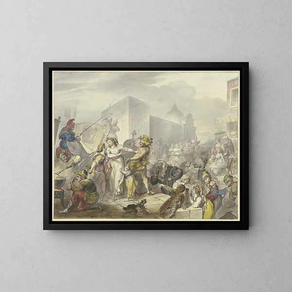 Szene eines römischen Karnevals - Johann Heinrich Ramberg — gerahmtes Bild an der Wand