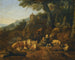 Ein Landschaft mit Fahrern und ihrer Herde in Ruhe - Johann Heinrich Roos — Ansicht des Kunstwerks