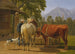 eines Gemäldes "Ein Pferd und eine Kuh an einem Brunnen mit dem Gipfel des Niesen im Hintergrund" - Johann Jakob Biedermann — Ansicht des Kunstwerks