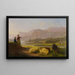 Am Ufer des Sees bei Luzern mit einer Herde auf der Weide - Johann Jakob Biedermann — gerahmtes Bild an der Wand