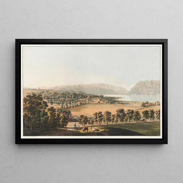 Lausanne aus Nordwesten - Johann Jakob Biedermann — gerahmtes Bild an der Wand