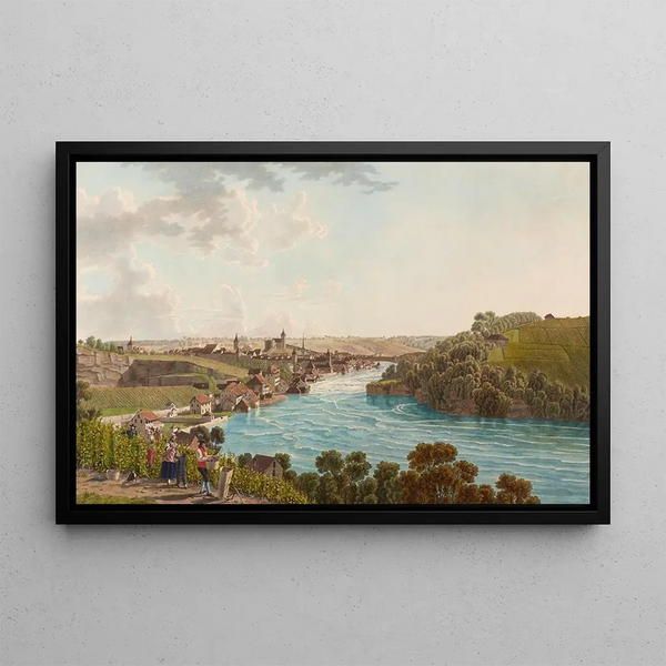 Schaffhausen depuis l'ouest - Johann Jakob Biedermann — gerahmtes Bild an der Wand