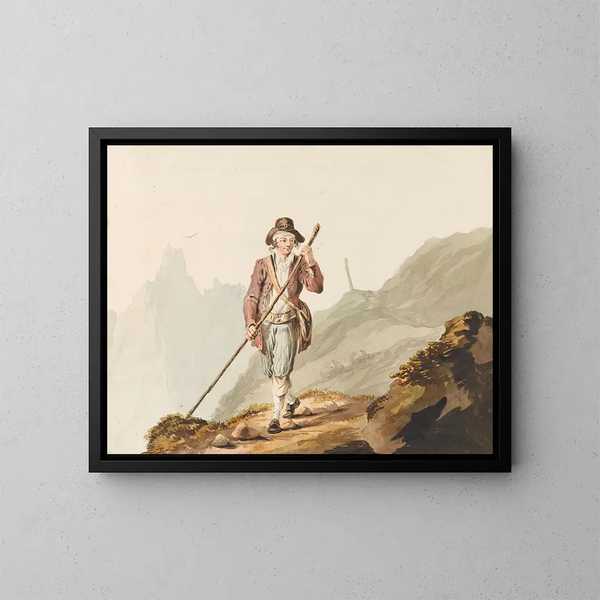 Jäger des Gams in den Alpen - Johann Karl Müllner — gerahmtes Bild an der Wand