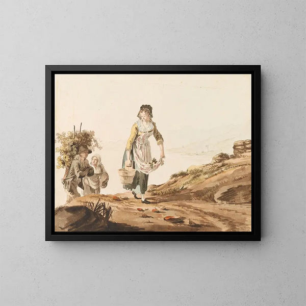 Bauern in Lavaux - Johann Karl Müllner — gerahmtes Bild an der Wand