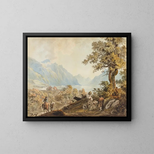 Szenen im ländlichen Stil bei Clarens - Johann Karl Müllner — gerahmtes Bild an der Wand