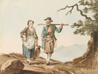 Paar im Anzug am Ufer des Murtensees - Johann Karl Müllner — Ansicht des Kunstwerks