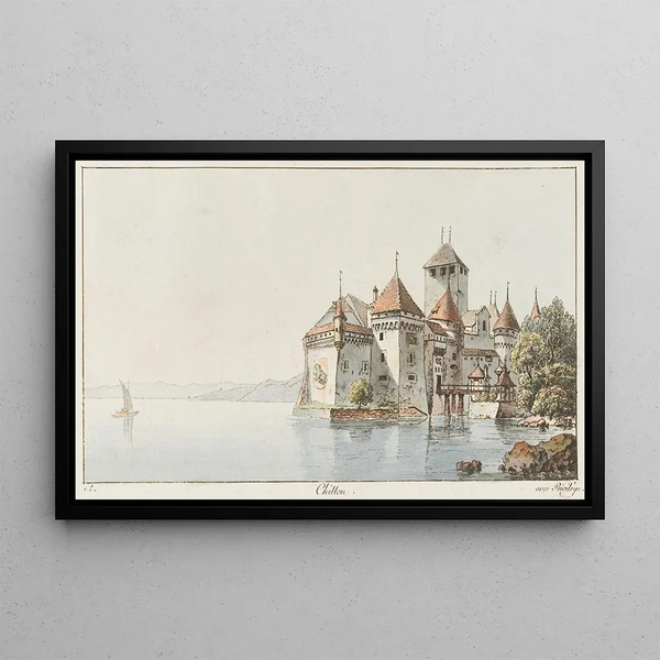 Chillon - Johann Ludwig Aberli — gerahmtes Bild an der Wand