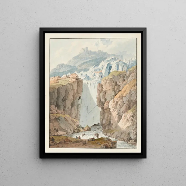 Ein Gletscher, nach der Natur im Land der grauen Liguren gezeichnet - Johann Ludwig Aberli — gerahmtes Bild an der Wand