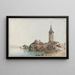 Ansicht des Château d'Ouchy bei Lausanne - Johann Ludwig Aberli — gerahmtes Bild an der Wand