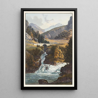 Johann Ludwig Bleuler - Vue de la cascade du Rhin et du torrent dAvers dans le Roflen.webp