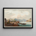 Ansicht der Stadt Bingen in Richtung Bingerloch und Mäuseturm - Johann Ludwig Bleuler — gerahmtes Bild an der Wand