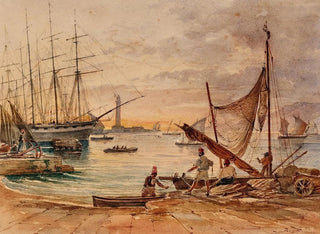 Johann Nepomuk Passini - An evening in the harbour of Triest.webp