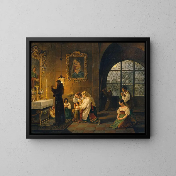L'intérieur d'une église italienne - Johann Nepomuk Schadlberger — gerahmtes Bild an der Wand
