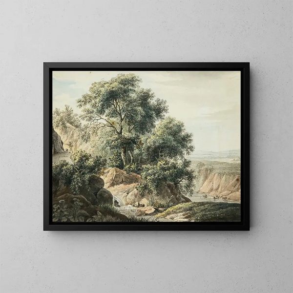 Italienisches Landschaftsgemälde - Johann Schilbach — gerahmtes Bild an der Wand
