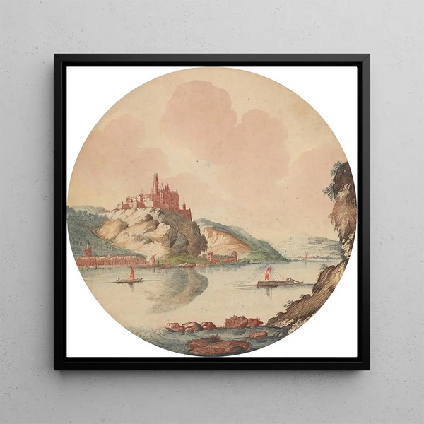 Johann Teyler - Gezicht op Kasteel Rheinfels aan de Rijn.webp