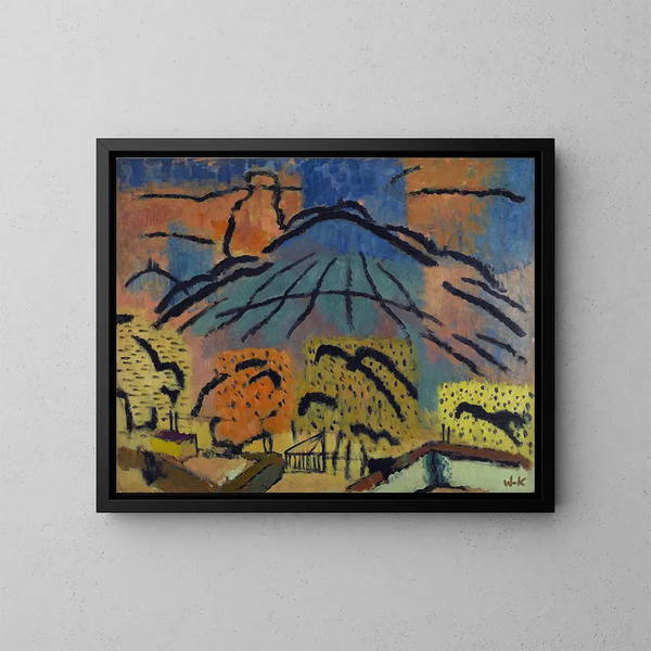 Berg bei Metzinger - Johann Walter-Kurau — gerahmtes Bild an der Wand
