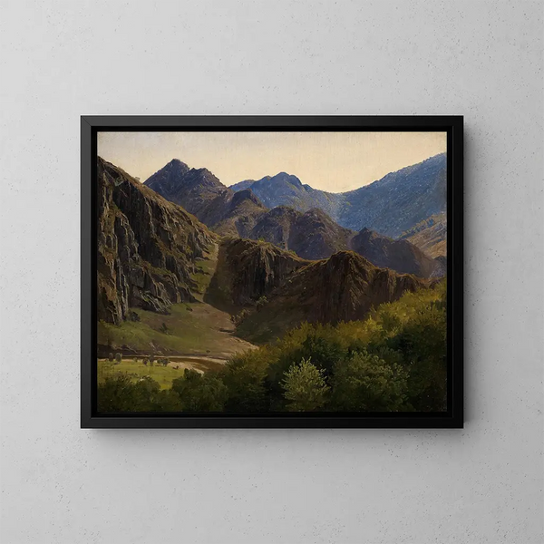 Ketten von Bergen in der Nähe von Altenahr - Johann Wilhelm Schirmer — gerahmtes Bild an der Wand