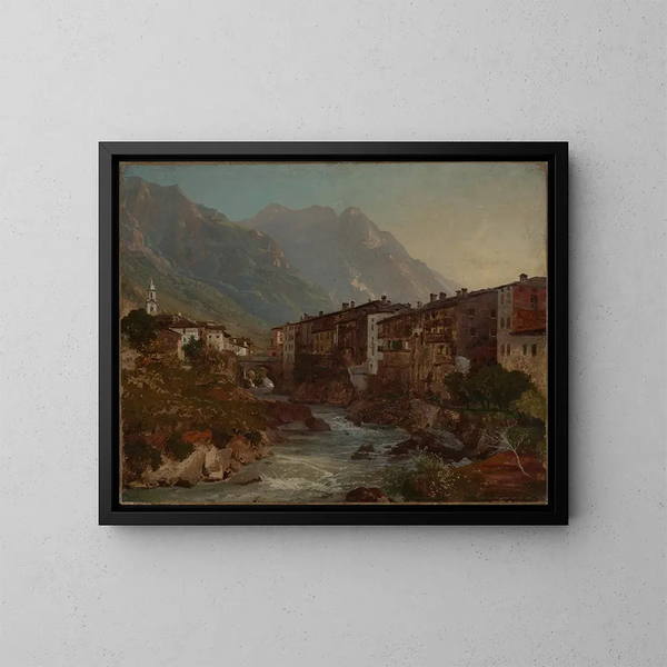 Ansicht von Chiavenna - Johann Wilhelm Schirmer — gerahmtes Bild an der Wand